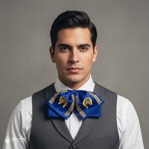 Mexican Embroidered Charro Moño – Traditional Satin Mariachi Bow Tie